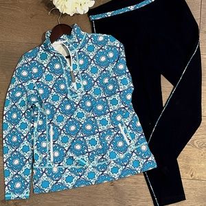 Talbots Women's 1/4 Zip Athletic Knit Top and Athletic Knit Leggings Tights